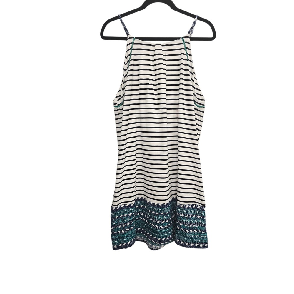 Stitch Fix THML Striped Shift Dress XL Coastal Boho Nautical Embroidered Hem NWT